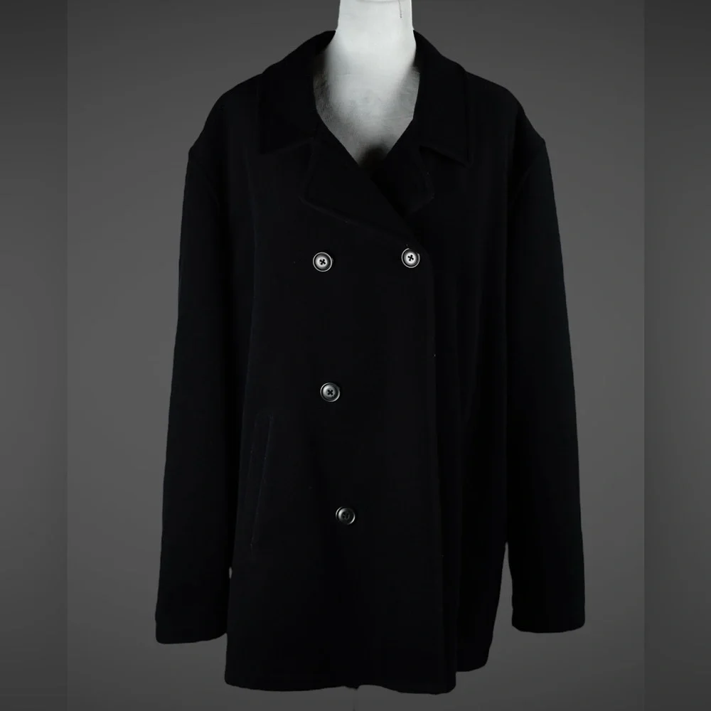 J.Crew Womens XL Black Wool Blend Peacoat – PROFESSIONALLY DRY CLEANED 9/18/2025 - Picture 7 of 17
